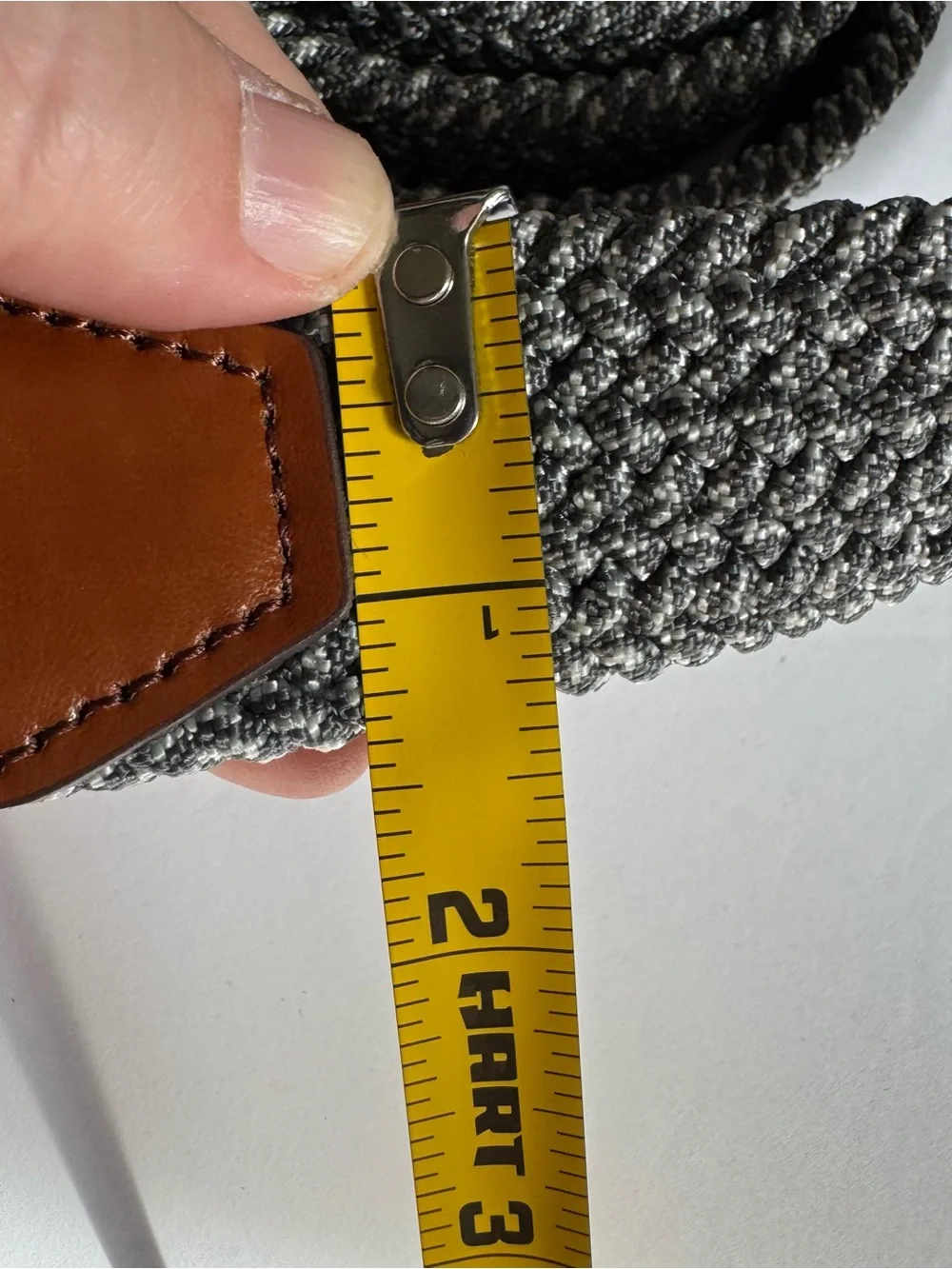 Italian Leather Woven Braided Stretch Belt Gray Brown 38 Casual Golf